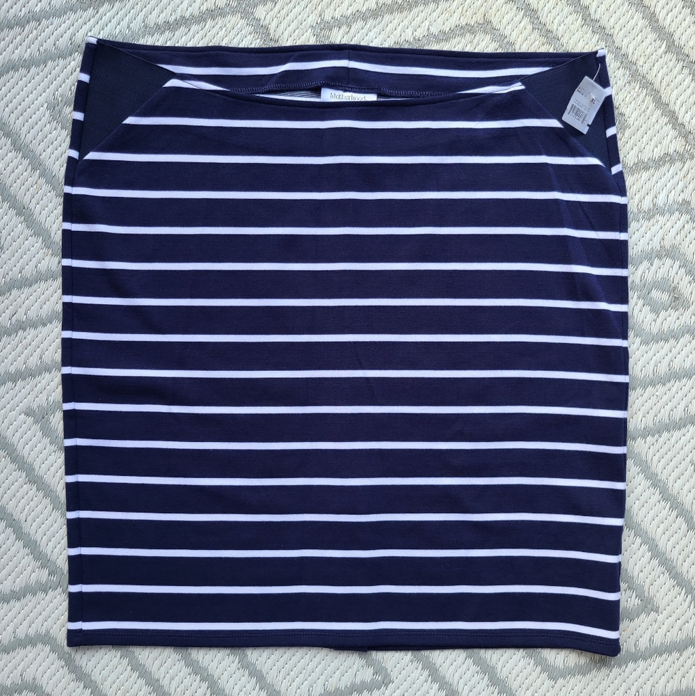 Maternity pencil skirt by Motherhood, navy blue with white stripes, NWT, size XL